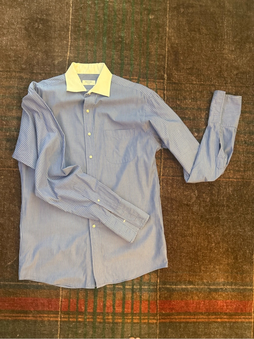 Brooks Brothers Blue Pinstripe Banking Dress Shirt